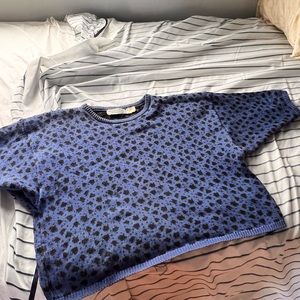 Handmade in England Vintage Cropped cotton crew neck sweater with doggie print